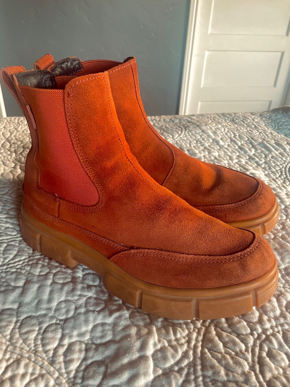Sorel Explorer STRT Chelsea Boots Women 9 Rust Suede Lug Sole Waterproof